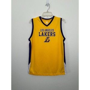 NBA Log Angeles Lakers Jersey Kids Size XL 16/18 V Neck Yellow Purple Basketball